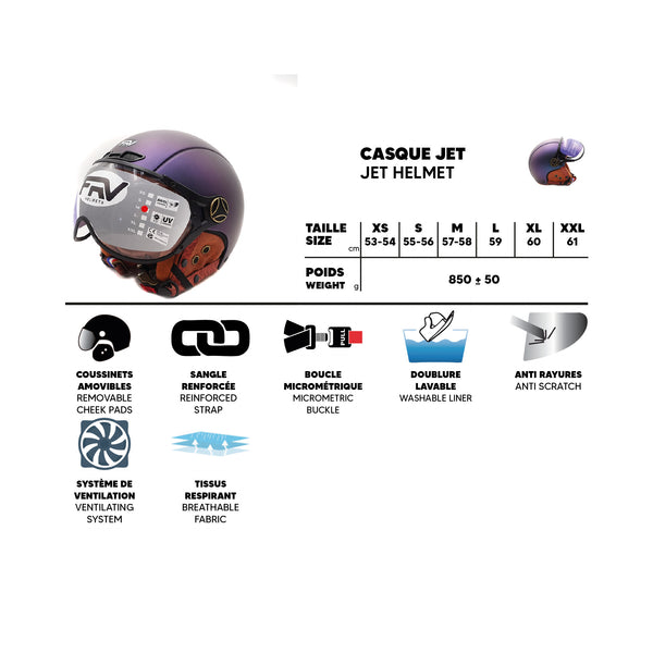 Casque JET  bleu mat caméléon (taille XS à XXL) (XXL)