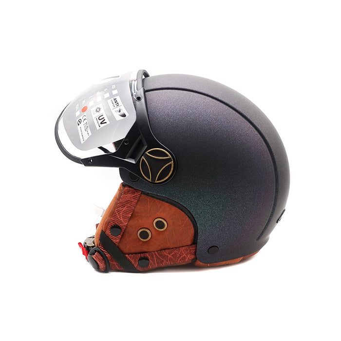 Casque JET  vert mat caméléon (taille XS à XXL) (XL)