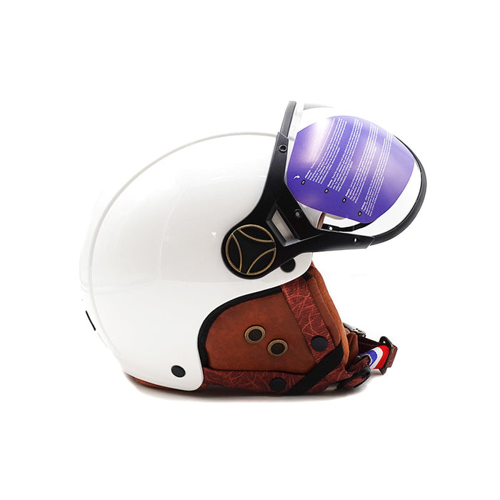 Casque JET  blanc brillant (taille XS à XXL) (XL)