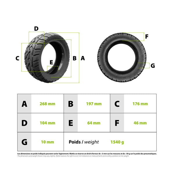 Pneu Semi OffRoad 100/55-7 CST avec gel anti crevaison