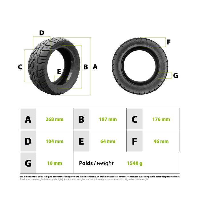 Pneu Semi OffRoad 100/55-7 CST avec gel anti crevaison