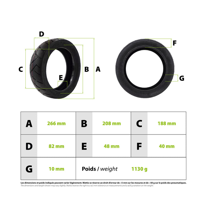 Pneu 80/55-7.5 avec gel anti crevaison