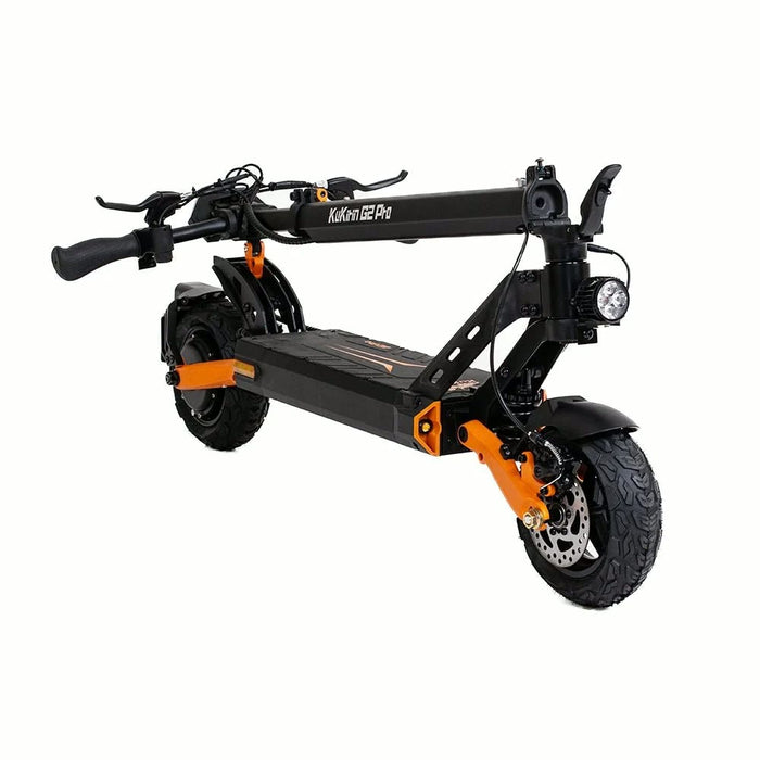 Trottinette électrique Kukirin G2 Pro 600W vue de profil, cadre noir et orange - SteedyTrott.com
