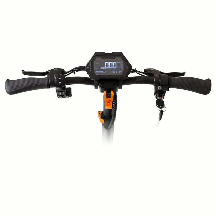 Trottinette électrique Kukirin G2 Pro 600W vue de profil, cadre noir et orange - SteedyTrott.com