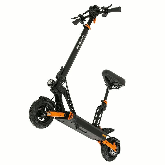 Trottinette électrique Kukirin G2 Pro 600W vue de profil, cadre noir et orange - SteedyTrott.com